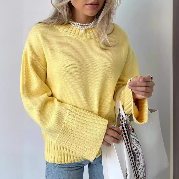 Casual knit sweater for women with high collar and wide ribbed edges Lune London