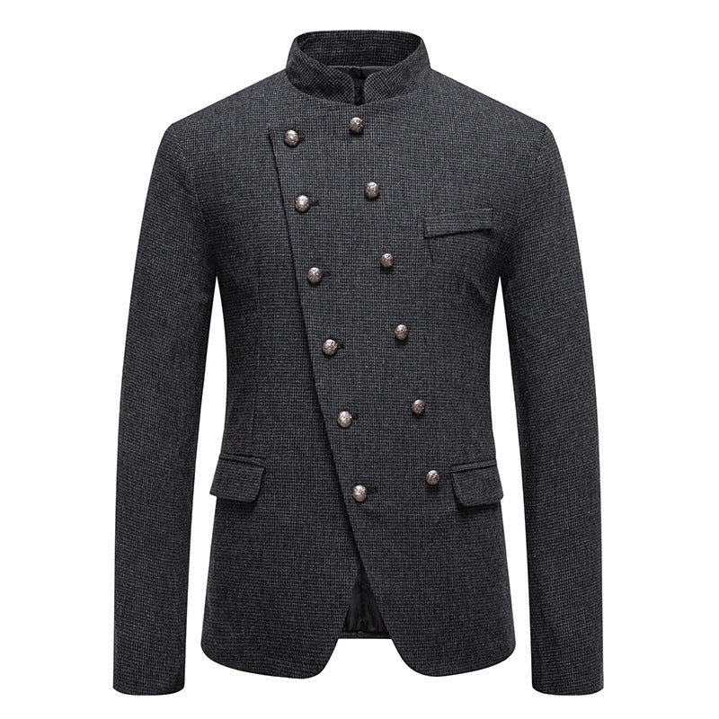 Double-breasted men's blazer with a modern plaid pattern Lune London