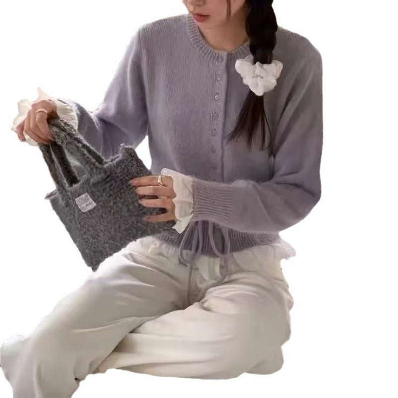 Cardigan femme avec volants et ceinture à la taille Chic & Stil