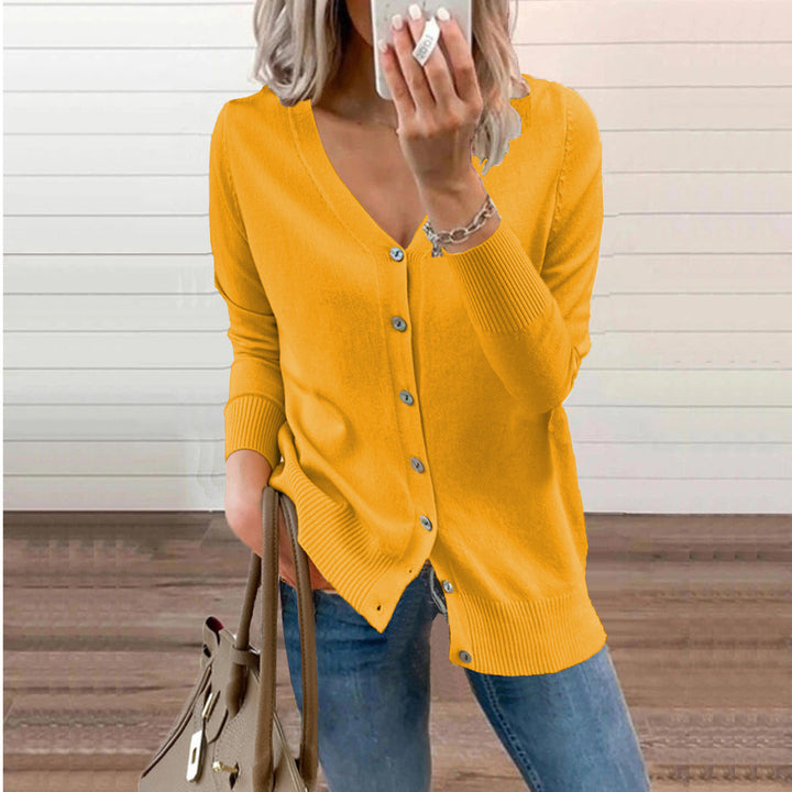 Women's V-neck Cardigan with Button Details Lune London