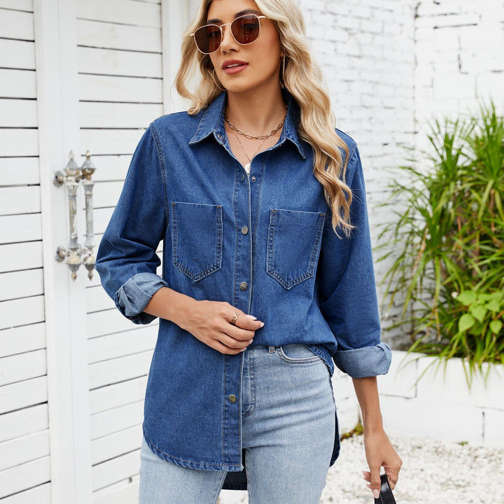 Oversized denim jacket for women with breast pockets and casual fit Lune London