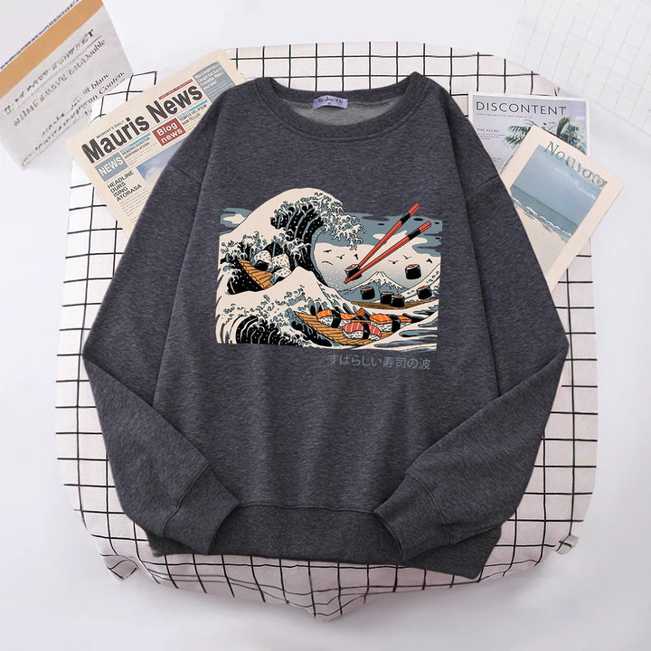 Sweat-shirt femme avec design de vague artistique et coupe confortable Chic & Stil
