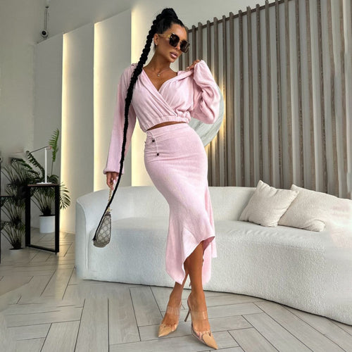 Asymmetrical hem wrap dress for women with elegant puff sleeves Lune London