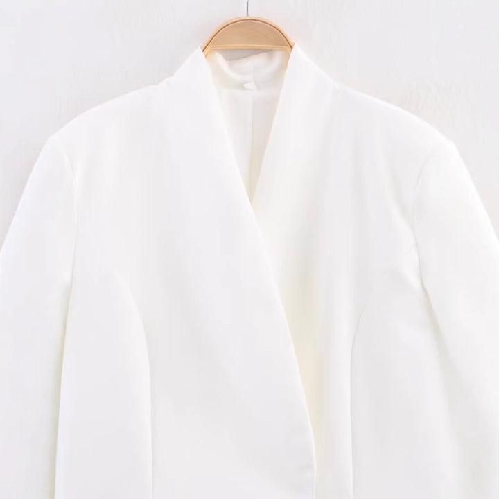 Women Elegant Blazer Jacket with Asymmetrical Cut and Chic Modern Details