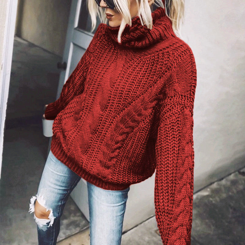 Lune London Women's Knit Sweater with High Collar