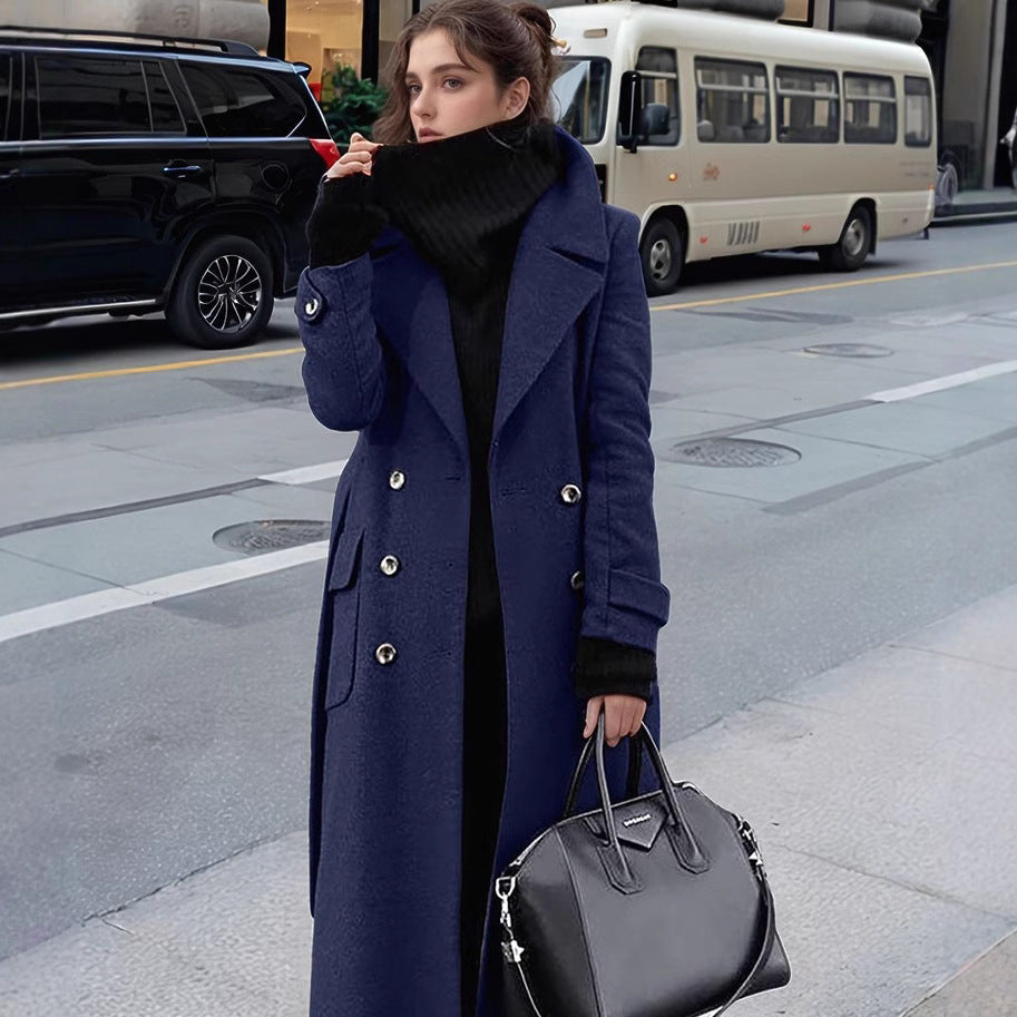 Women's trendy long coat with chic lapels Lune London