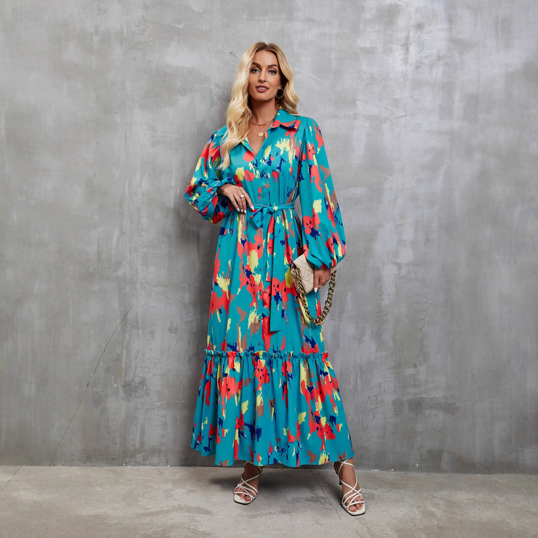Chic & Stil Floral Print Trendy Long Sleeve Maxi Dress for Women