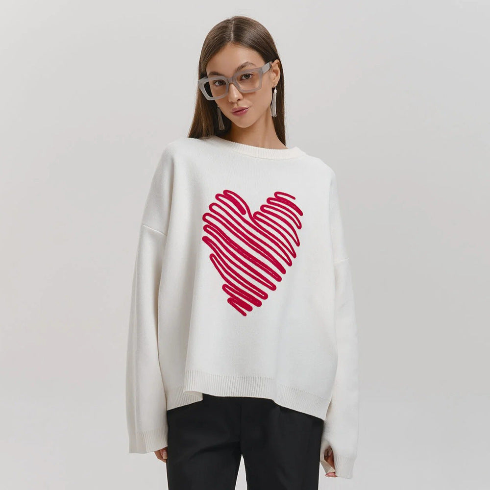 Oversized sweater for women with heart-shaped pattern Lune London