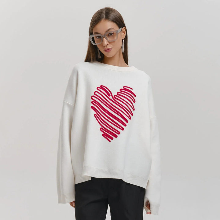 Oversized sweater for women with heart-shaped pattern Lune London