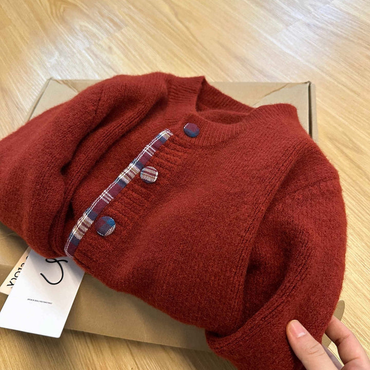 Cardigan pour femmes avec un design de boutons créatif et un doublure contrastante Chic & Stil