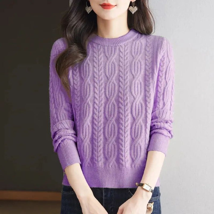 Knit sweater for women with embossed pattern and high collar Lune London
