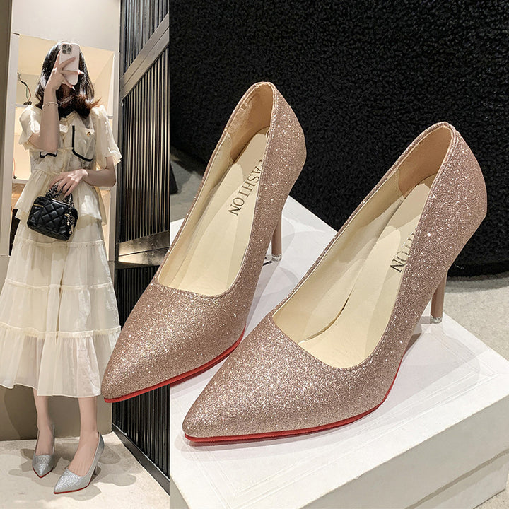 Ladies Sparkling Heels with a sleek pointed toe design and a non-slip insole Lune London