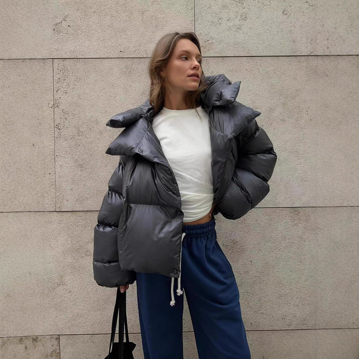 Women's oversized down jacket with high collar and voluminous sleeves Lune London