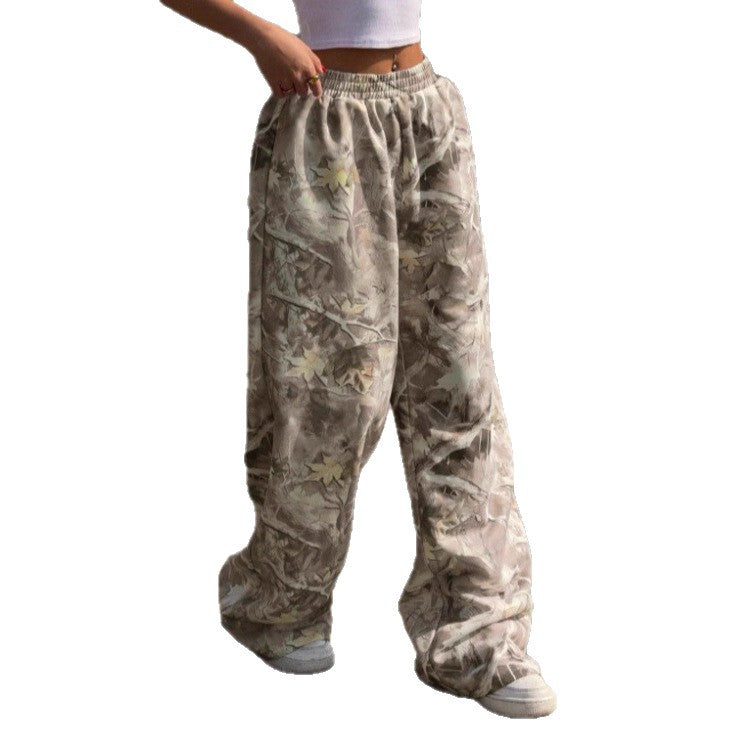 Women Wide Printed Pants with Elastic Waist Lune London