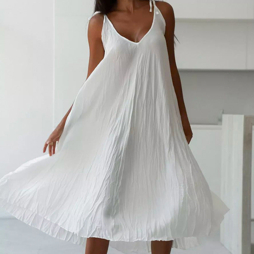 Lune London | Women's White Loose Idle Long Slip Nightgown Casual Comfortable Outerwear Homewear