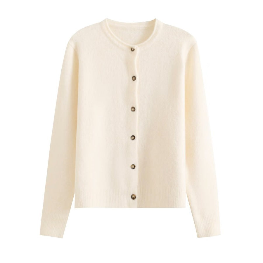 Comfortable knitted jacket for women with chic button details and style
