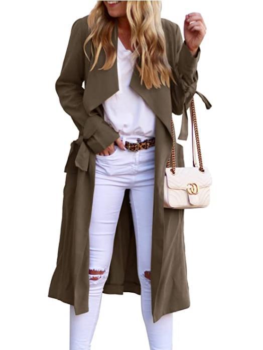 Fluid trench coat for women with tie belt and large collar Lune London