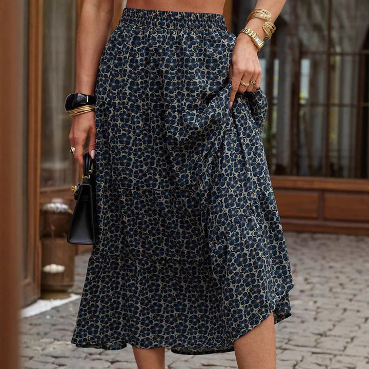 Long ruffled skirt for women in lightweight and flowy fabric with elastic waistband Lune London