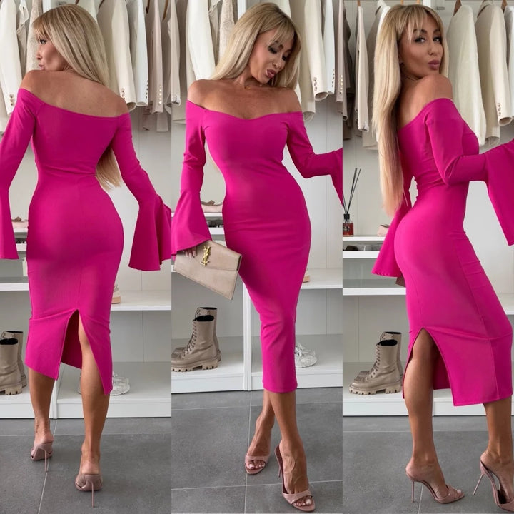 Fitted wrap dress for women with a deep neckline design and wide sleeves Lune London