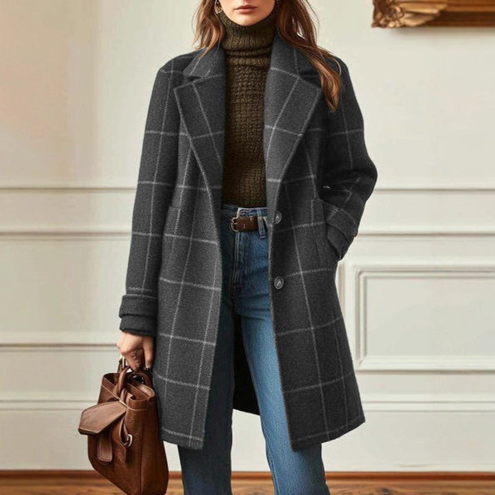 Manteau en laine à carreaux pour femmes Chic & Stil
