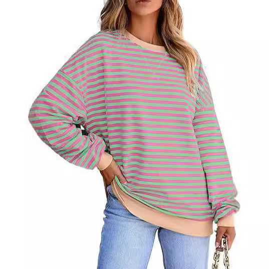 Women's Casual Sweater with Wide Stripes Lune London