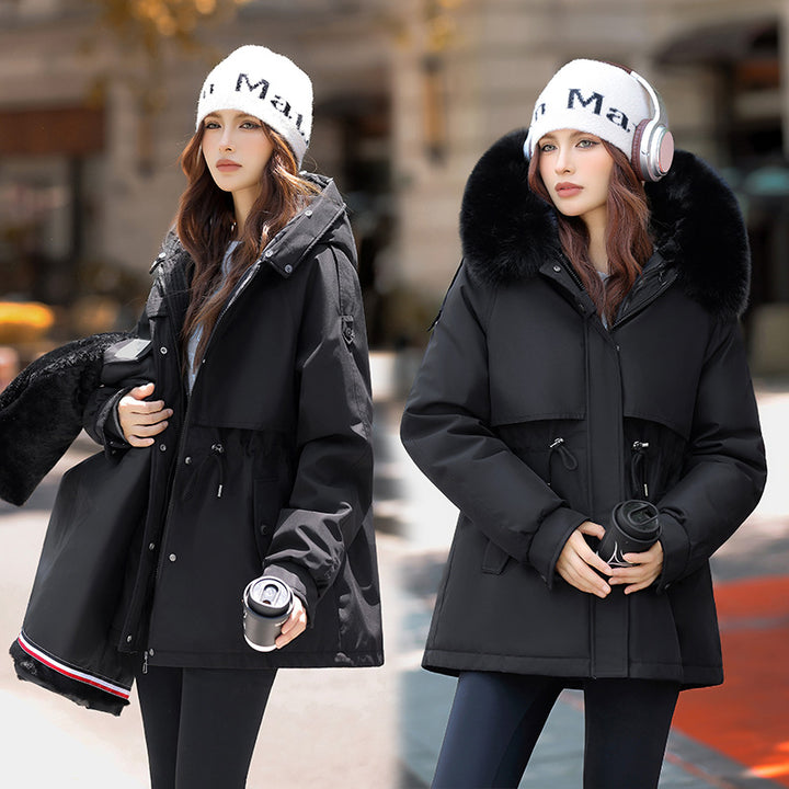 Women's winter coat with removable faux fur collar Lune London