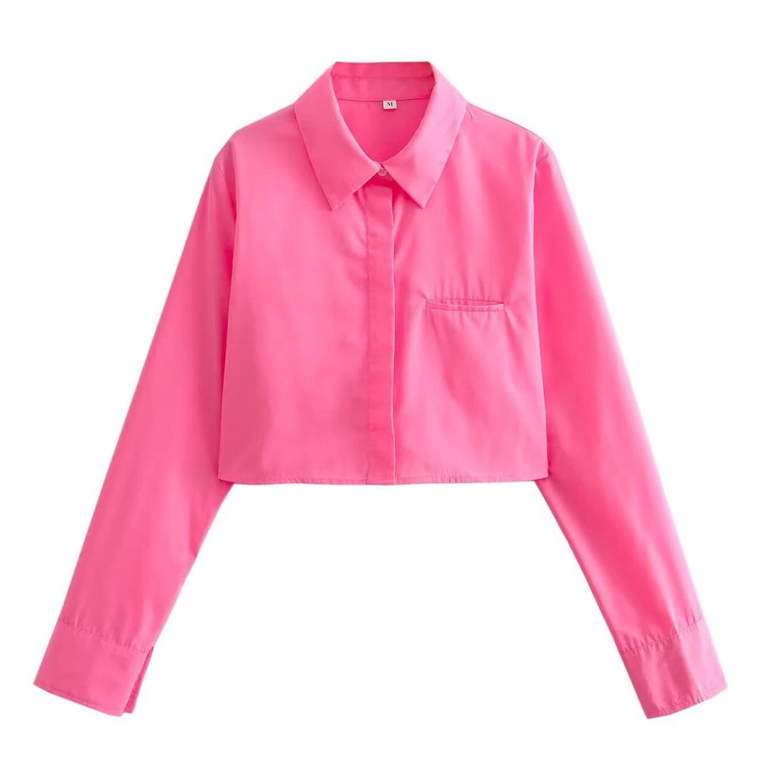 Women's cropped blouse with classic collar Lune London