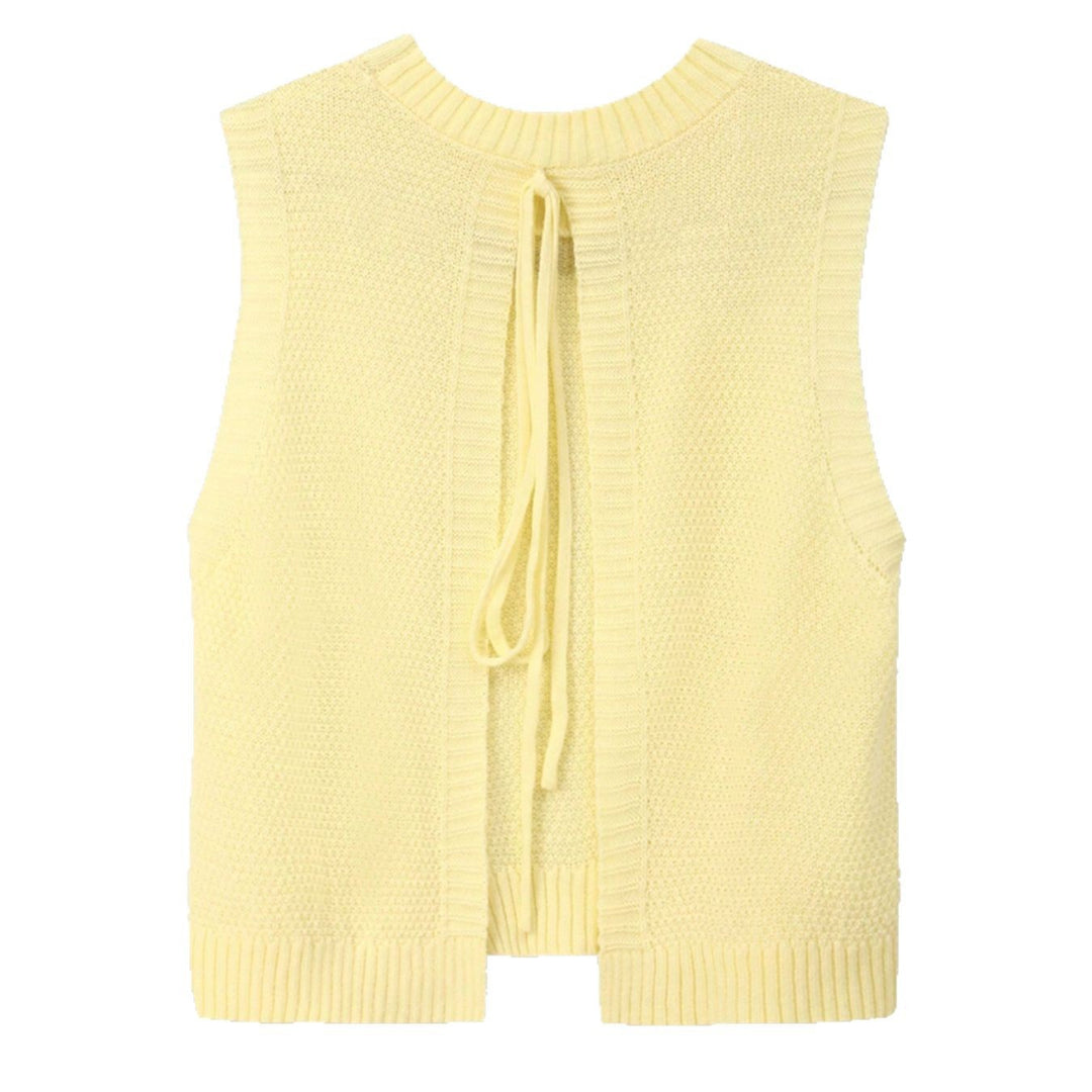 Fashion knitted sweater for women with open back and lace-up details Lune London