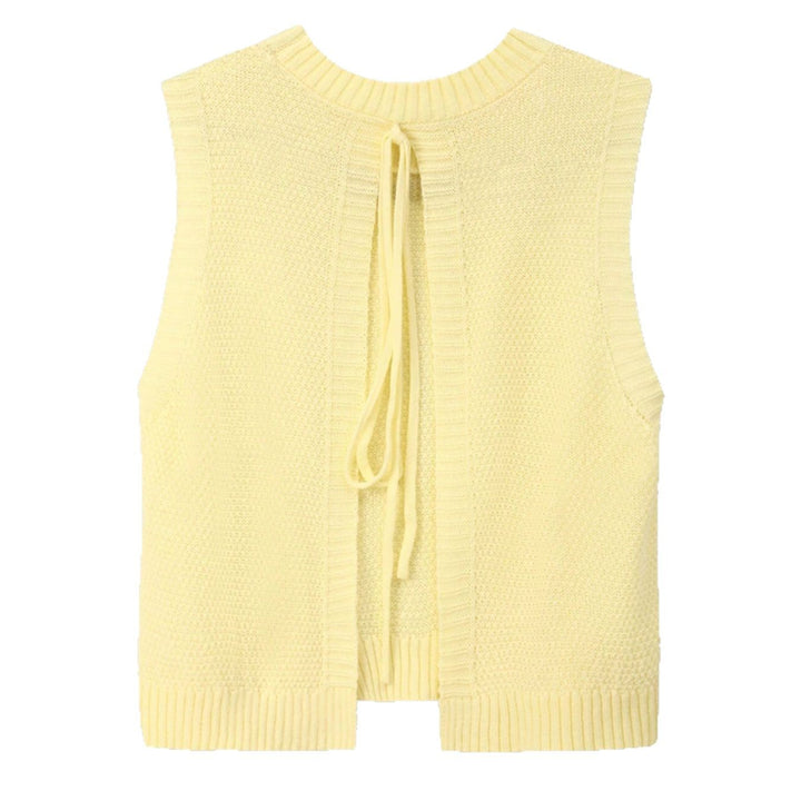 Fashion knitted sweater for women with open back and lace-up details Lune London
