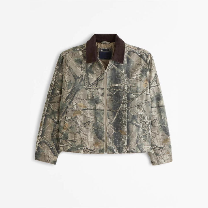 Leisure jacket for men with modern camouflage design and high collar Lune London