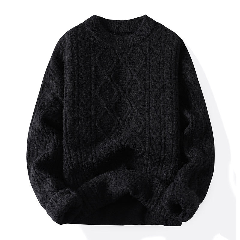 Thick knit pullover for women with a contemporary cable pattern and a classic round neck Lune London