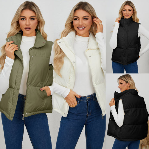 Damen Weste mit Hohem Kragen und Praktischen Taschen Lune London