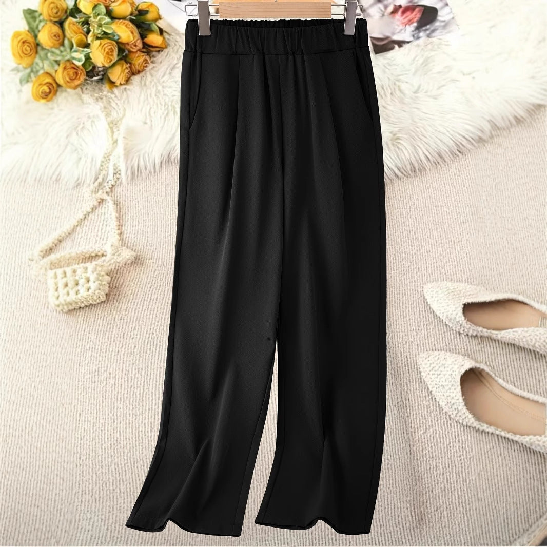 Wide-waisted fabric pants for women with elegant elastic belt Lune London