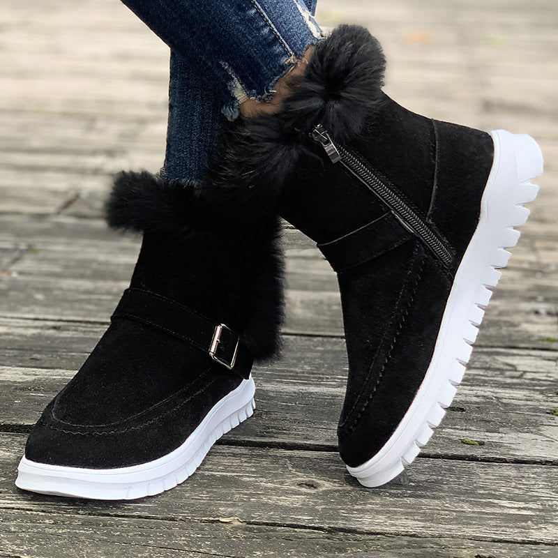 Warm lined boots for women with trendy fur trim Lune London