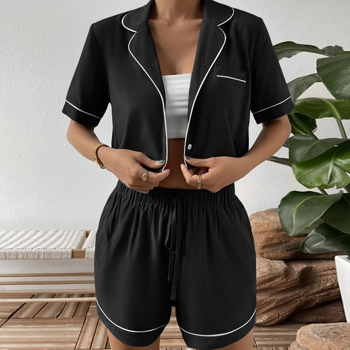 Women casual short sleeve pajama set with elastic waistband Lune London