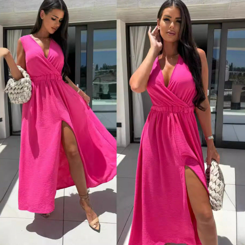Lune London high slit maxi wrap dress for women