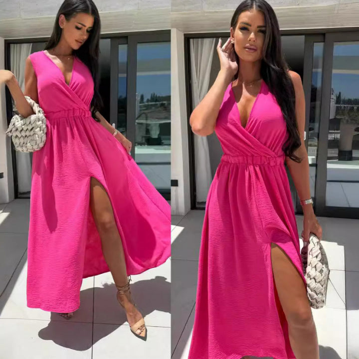 Lune London high slit maxi wrap dress for women