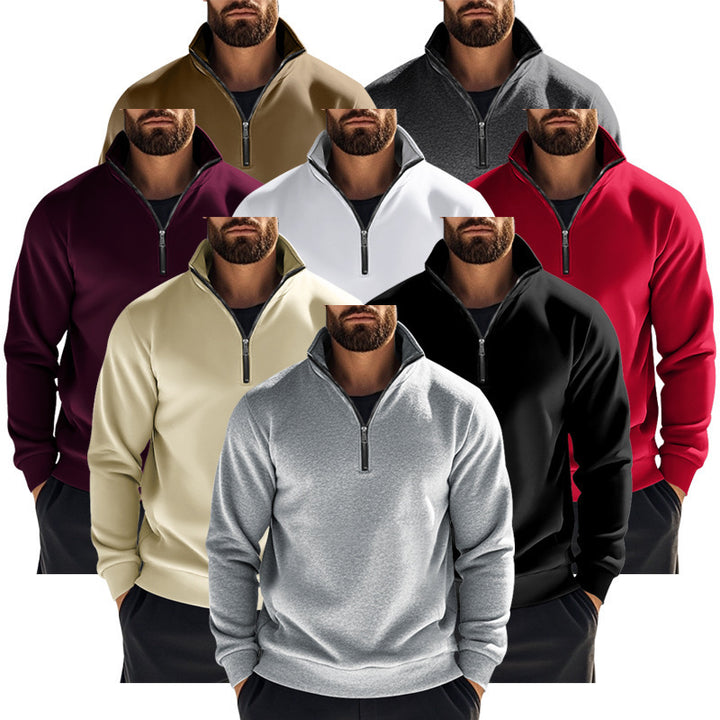 Fleece pullover for men with half-zip Lune London