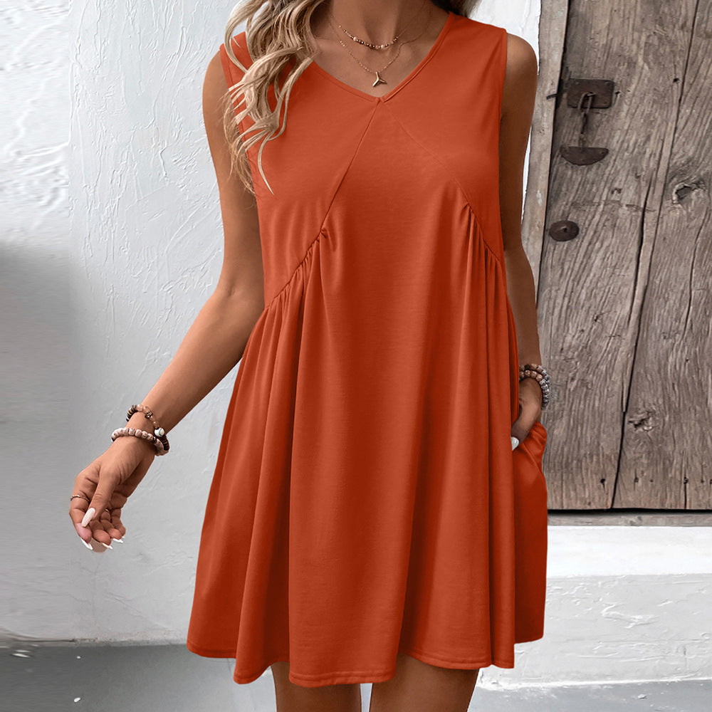 Women's fluid dress with V-neck, side pockets, and fluid cut Lune London