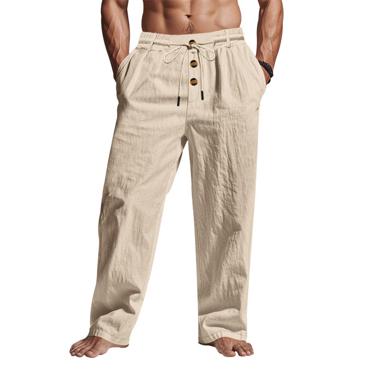 Lightweight beach pants for men with adjustable drawstring and practical side pockets Lune London