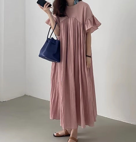 Fluid maxi dress for women with gathered edges Lune London
