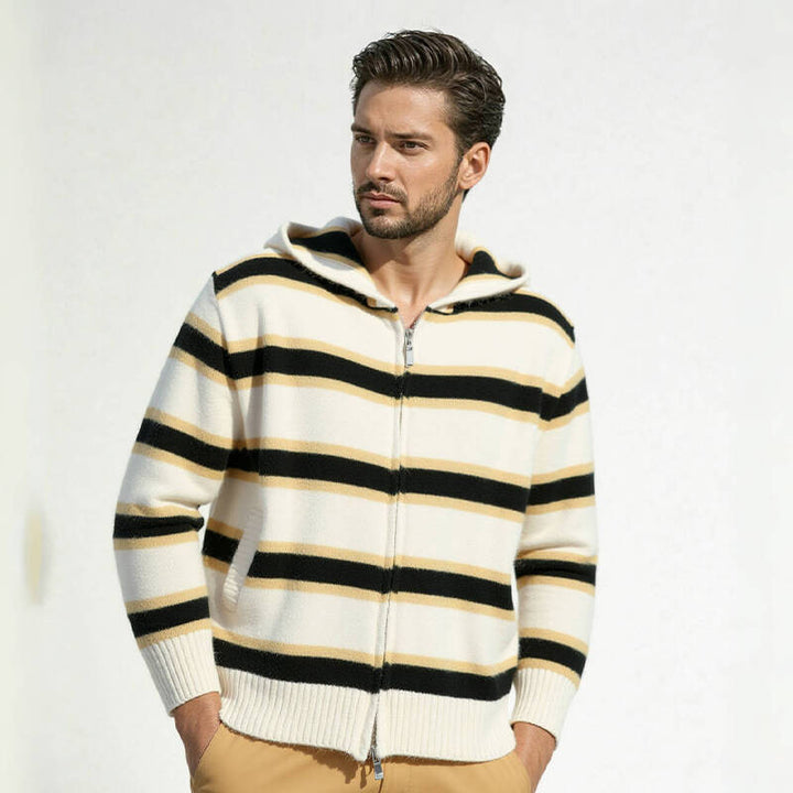 Striped hooded jacket for men in soft material Lune London