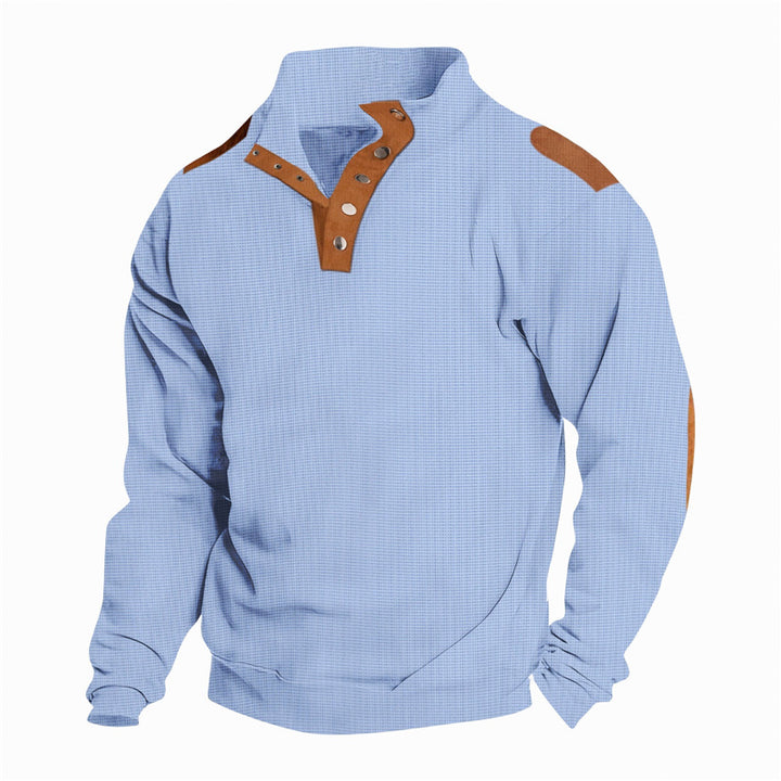 Casual men's sweater with a trendy button placket and reinforced shoulders Lune London
