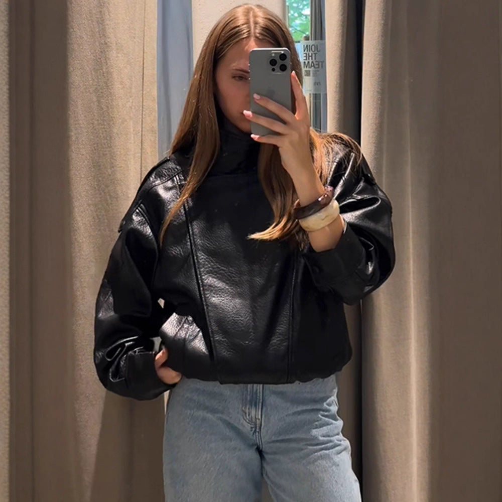 Casual faux leather jacket for women in oversized cut Lune London