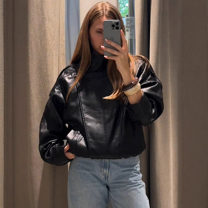 Casual faux leather jacket for women in oversized cut Lune London