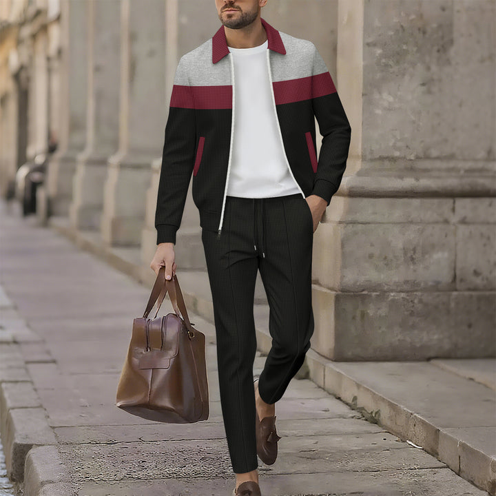 Modern leisure set for men with modern zipper and structured surface Lune London