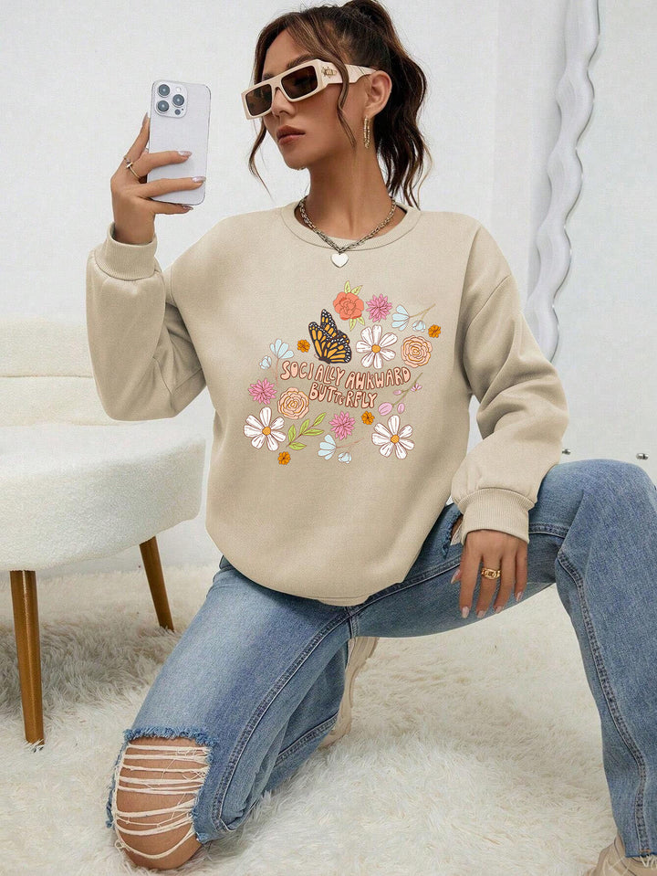 Sweatshirt femme avec design floral créatif et impression inspirante Chic & Stil