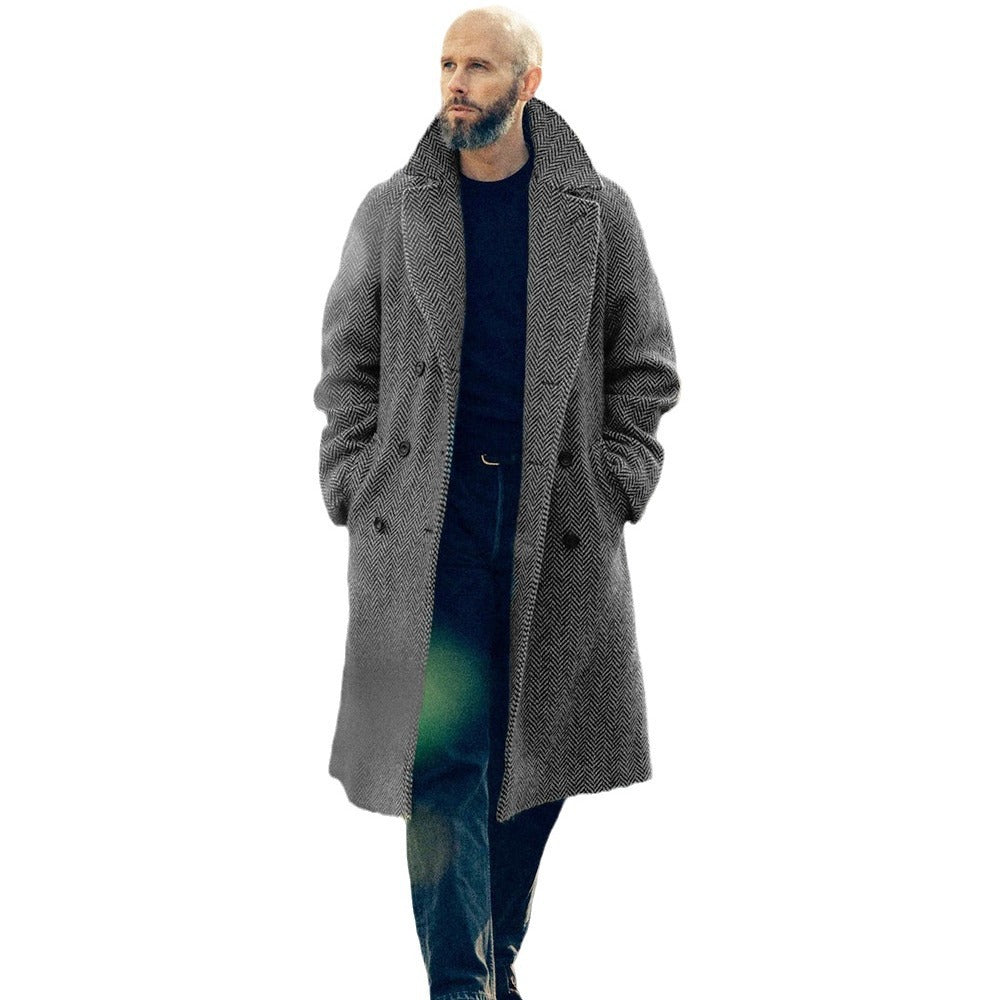 Elegant wool coat for men with belt in a classic houndstooth pattern Lune London