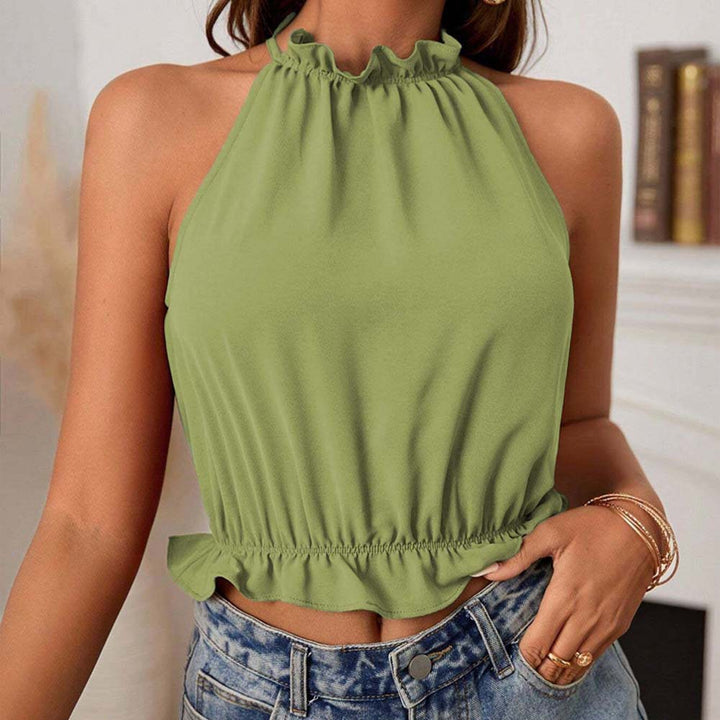 Sleeveless top for women with ruffled hem and elastic waistband Chic & Stil