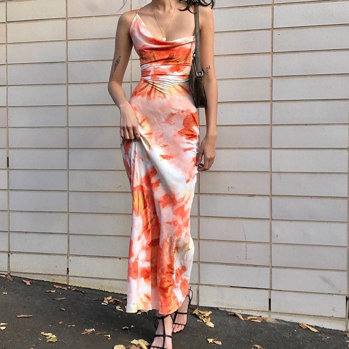 Maxi dress for women with adjustable spaghetti straps Lune London